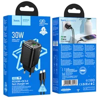 СЗУ Hoco N53 Monsoon PD30W+QC3.0 (1USB-A/1C) + кабель Type-C to Lightning Black