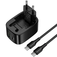 СЗУ Hoco CS102A Folding PD30W+QC3.0 (1USB-A/1C) + кабель Type-C to Type-C Black