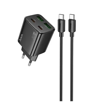 СЗУ Hoco N56 Fundador PD30W four-port (2USB-A/2C) + кабель Type-C to Type-C Black