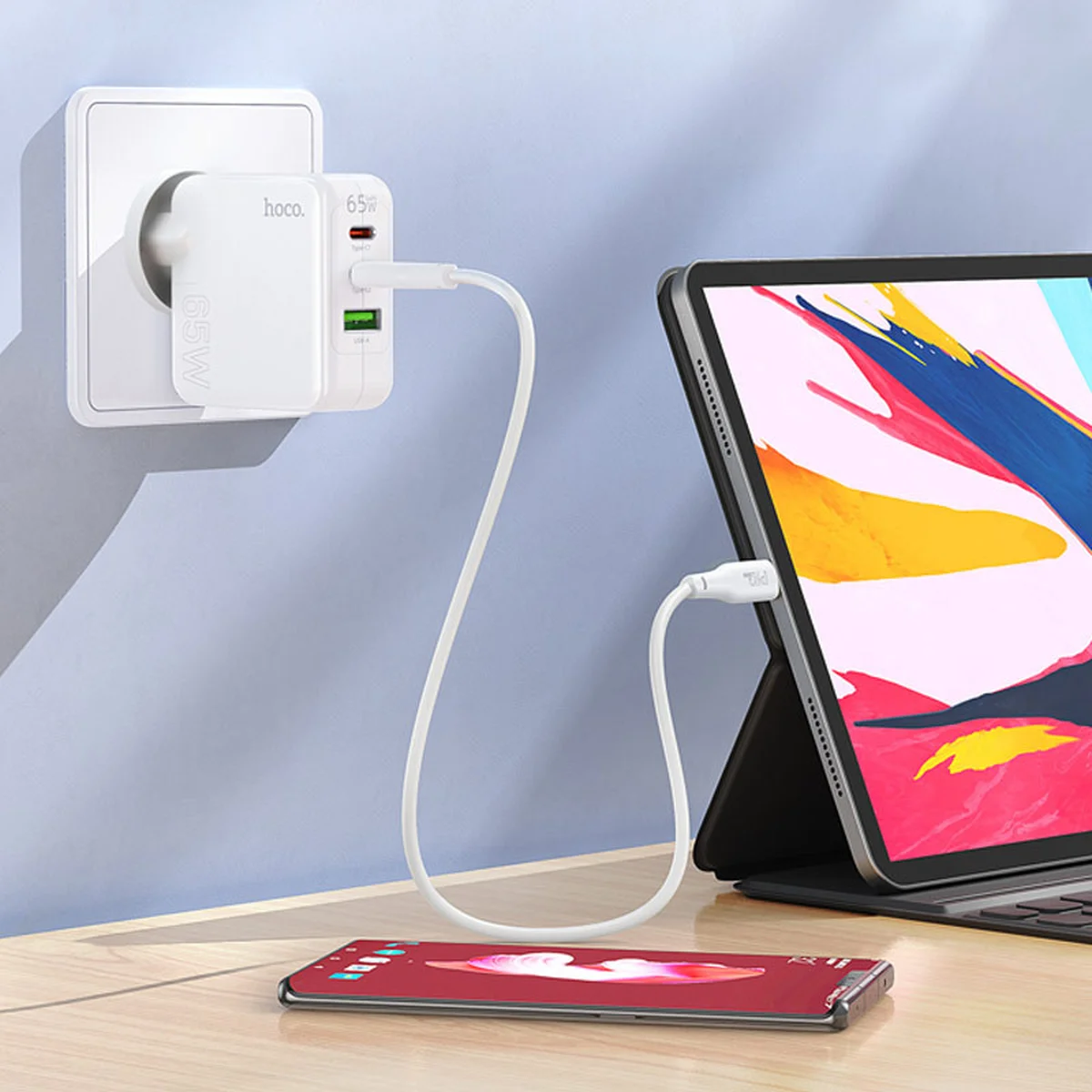 СЗУ Hoco C115A Header PD65W (2C1A) White