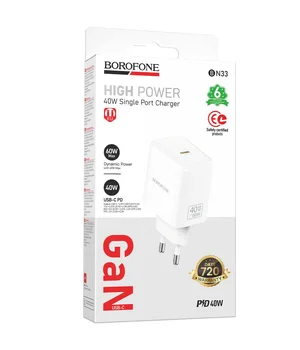 СЗУ Borofone BN33 Fuente PD40W (1USB-C) White