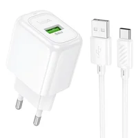 СЗУ Hoco CS52A Surplus QC3.0 (1USB-A) + кабель USB to Type-C White