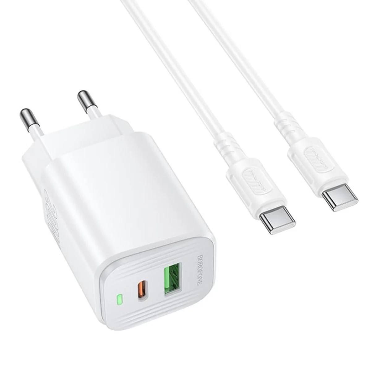 СЗУ Borofone BAS83A Star PD20W+QC3.0 (1USB-A/1C) + кабель Type-C to Type-C White