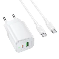 СЗУ Borofone BAS83A Star PD20W+QC3.0 (1USB-A/1C) + кабель Type-C to Type-C White