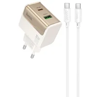 СЗУ Hoco CS73A Star Speed PD30W+QC3.0 (1USB-A/1C) + кабель Type-C to Type-C White