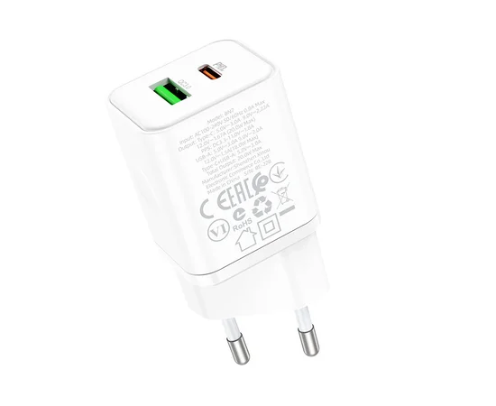 СЗУ Borofone BN7 PD20W+QC3.0 (1USB-A/1C) White