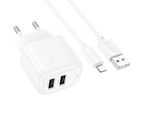 СЗУ Hoco CS51A Surplus (2USB-A) + кабель USB to Lightning White