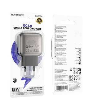 СЗУ Borofone BAS52A Absolute QC3.0 (1USB-A) Black