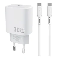 СЗУ WIWU G008 Essen PD30W GaN (1USB-C) + кабель Type-C to Type-C White