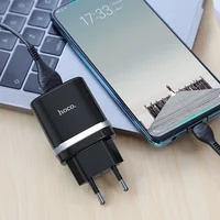 СЗУ Hoco C12Q Smart QC3.0 3A (1USB-A) + кабель USB to Type-C Чорний