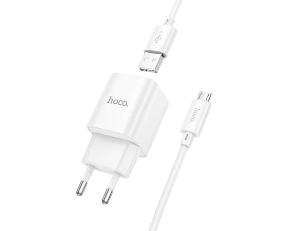 СЗУ Hoco C145A Charm QC3.0 18W (1USB-A) + кабель USB to MicroUSB White