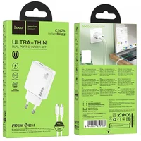 СЗУ Hoco C142A Direct PD20W+QC3.0 (1USB-A/1C) + кабель Type-C to Type-C White