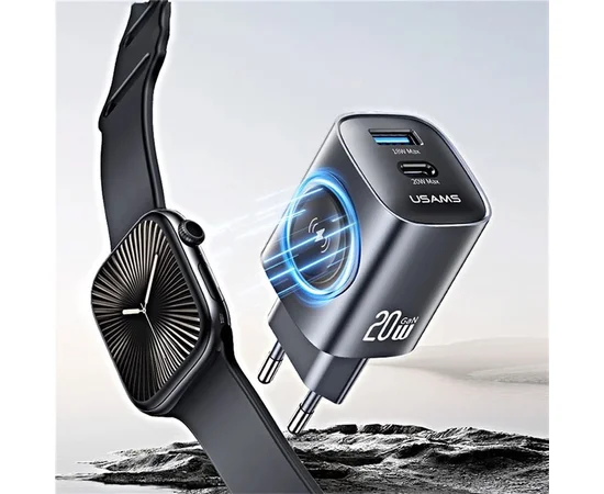 СЗУ Usams US-CC293 T67 Multifunctional iWatch Charger 20W (1USB-A/1C) Tarnish