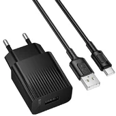 СЗУ Borofone BAS71A Source 10.5W (1USB-A) + кабель USB для Type-C Black
