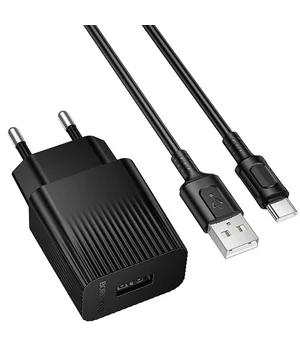 СЗУ Borofone BAS71A Source 10.5W (1USB-A) + кабель USB для Type-C Black