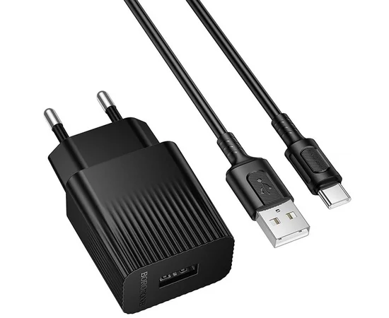 СЗУ Borofone BAS71A Source 10.5W (1USB-A) + кабель USB to Type-C Black