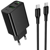 СЗУ Hoco CS94A Leader PD20W+QC3.0 (1USB-A/1C) + кабель Type-C to Type-C Black