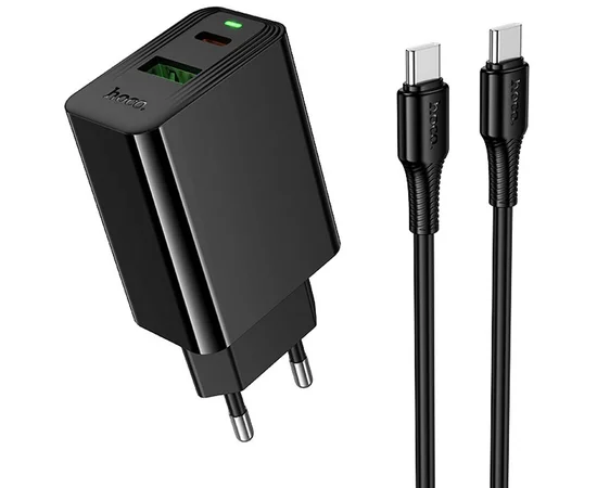 СЗУ Hoco CS94A Leader PD20W+QC3.0 (1USB-A/1C) + кабель Type-C to Type-C Black