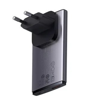 СЗУ Baseus GaN5 Pro Ultra-Slim 65W Type-C+USB + Type-C to Type-C 100W (1m) (CCGP15011) Gray