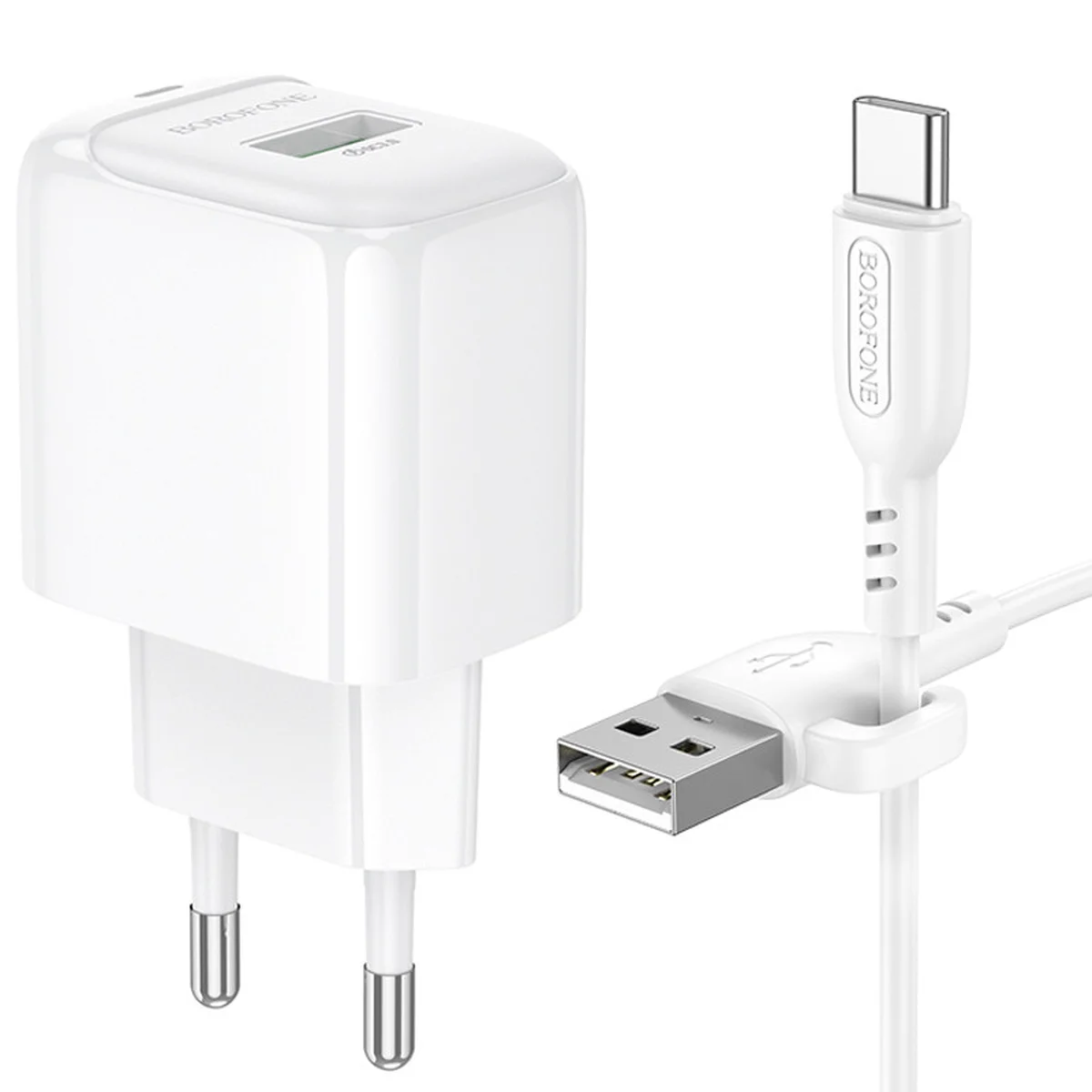 СЗУ Borofone BAS42A Potential QC3.0 (1USB-A) + Type-C White