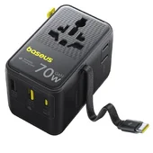 Сетевой универсальный переходник Baseus CG11 70W with retractable cable (2USB-A/3C/1Socket) (E0307E) Cosmic Black