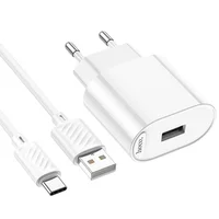 СЗУ Hoco C109A Fighter 10.5W (1USB-A) + кабель USB to Type-C White