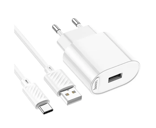 СЗУ Hoco C109A Fighter 10.5W (1USB-A) + кабель USB to Type-C White