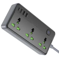 Удлинитель Borofone BAC2 Leya (3USB-A/1C/3xSocket) (1.5m) Black
