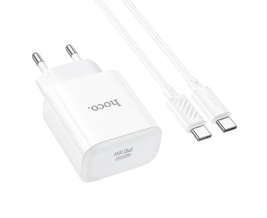 СЗУ Hoco C76A Pro Majestic PD30W (1C) + Type-C to Type-C White
