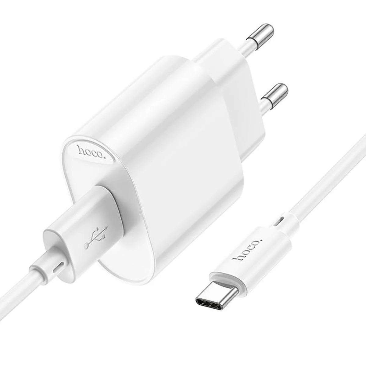 СЗУ Hoco C109A Fighter 10.5W (1USB-A) + кабель USB to Type-C White
