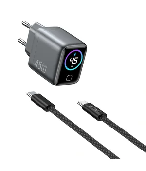СЗУ WIWU CHG500 Voyager PD45W (1USB-C) + кабель Type-C to Type-C Grey