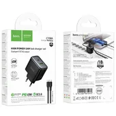 СЗУ Hoco C158A Upgrade PD45W (1USB-A/1C) + кабель Type-C to Type-C Black