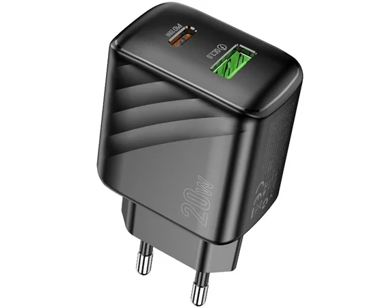 СЗУ Hoco CS25A Rico PD20W+QC3.0 (1USB-A/1C) Black