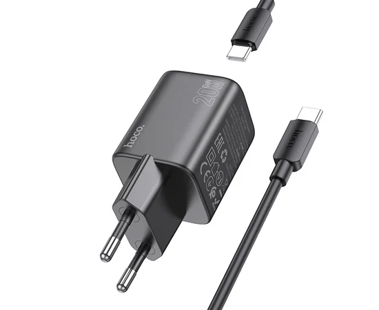 СЗУ Hoco N40 Mighty 1C PD20W + Type to Type-C Black