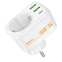 СЗУ Hoco AC26 Changer Outlet Extender 20W (2USB-A/1C/1Socket) White