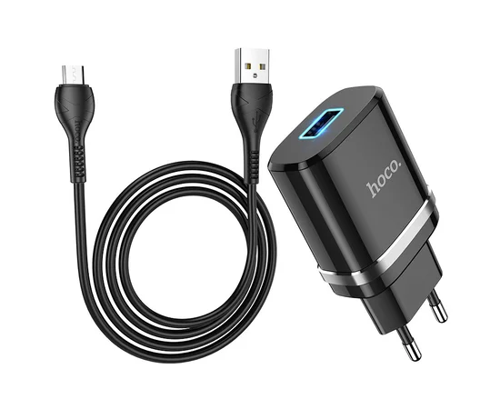 СЗУ Hoco N1 Ardent 1USB-A + USB to MicroUSB Black