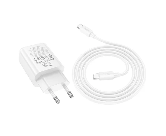 СЗУ Hoco N60 Gentle PD20W (1USB-C) + кабель Type-C to Type-C White