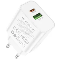 СЗУ Borofone BA88A Navy PD20W+QC3.0 (1USB-A/1C) White