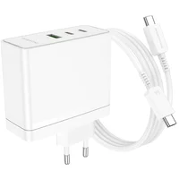 СЗУ Borofone BN11 Imperial PD100W+QC3.0 (1USB-A/2C) + кабель Type-C to Type-C White