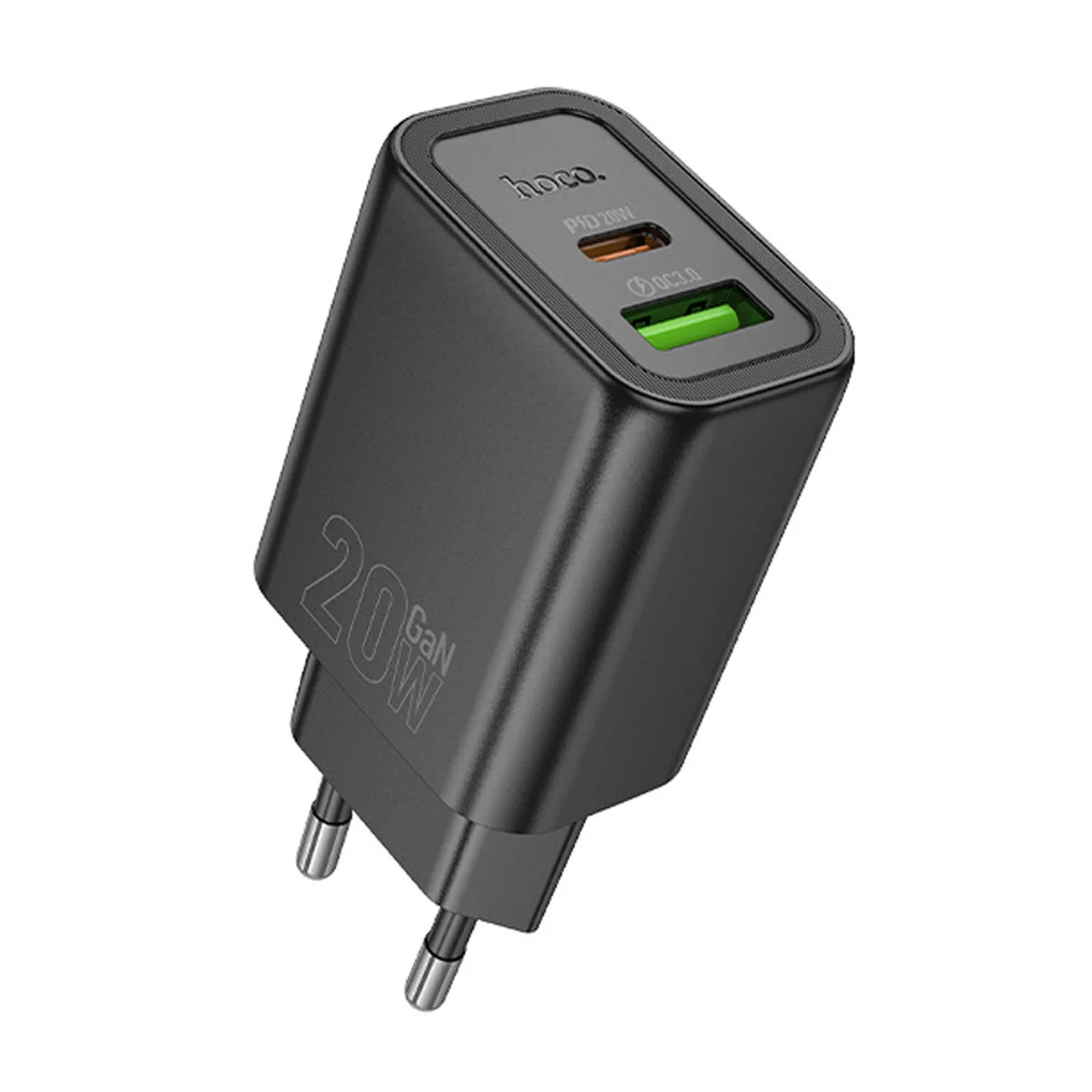 СЗУ Hoco N61 Gentle PD20W+QC3.0 (1USB-A/1C) + кабель Type-C to Type-C Black