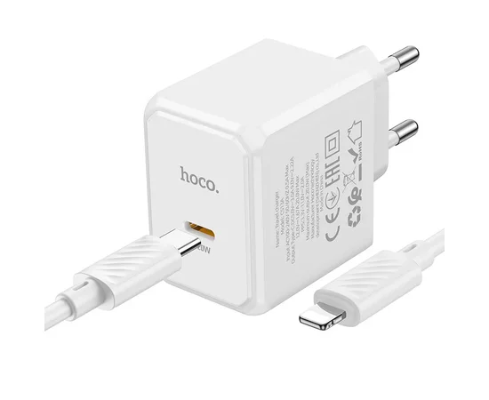 СЗУ HOCO CS13A Ocean PD20W (1USB-C) + Type-C to Lightning White