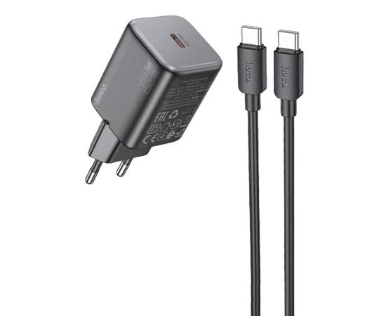 СЗУ Hoco N40 Mighty 1C PD20W + Type to Type-C Black