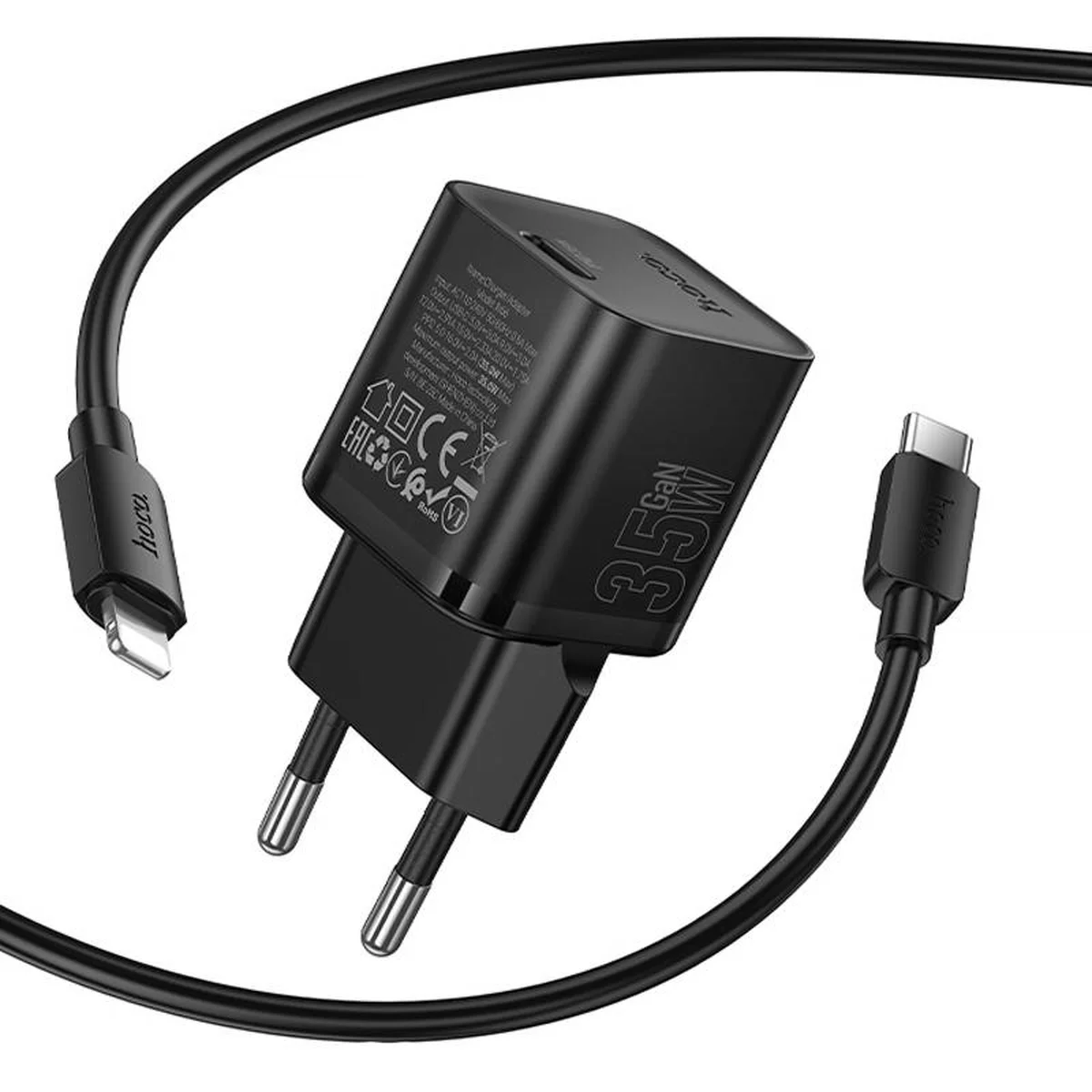 СЗУ Hoco N66 Ingenious PD35W (1USB-C) + кабель Type-C to Lightning Black