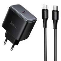 СЗУ Hoco C159A Upgrade PD65W (1USB-C) + кабель Type-C to Type-C Black