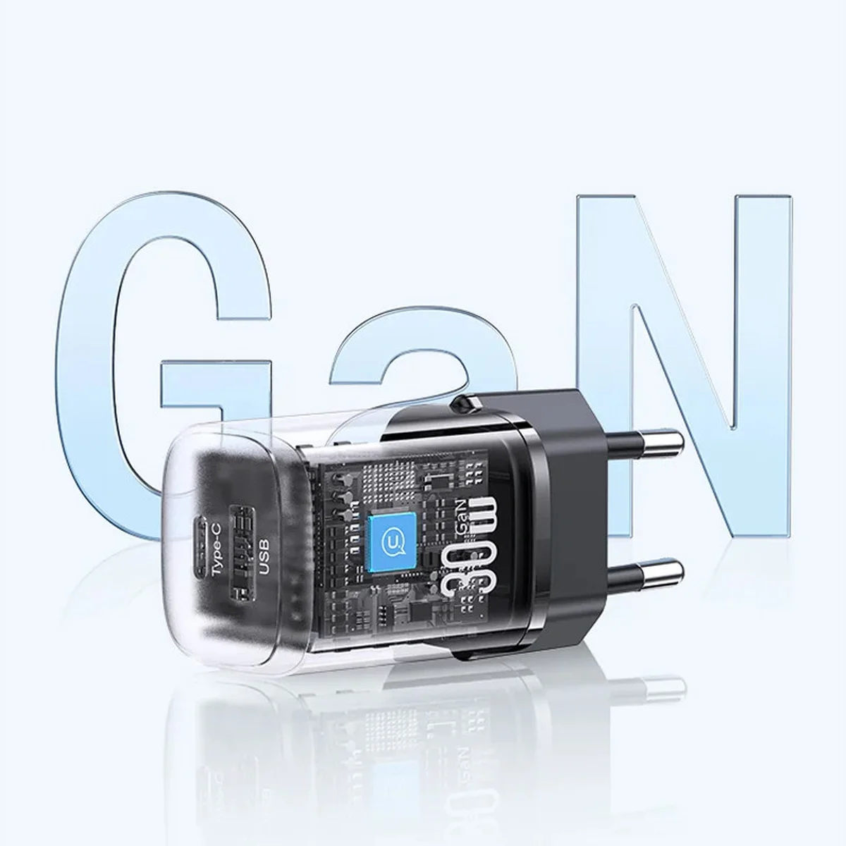 СЗУ Usams US-CC254 GaN HC Ser. 30W (1USB-A/1C) Black