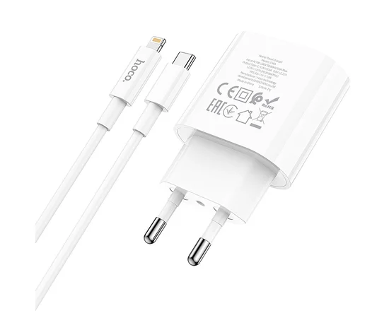 СЗУ Hoco C94A Metro PD20W (1USB-C) + кабель Type-C to Lightning White