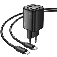 СЗУ Hoco N53 Monsoon PD30W+QC3.0 (1USB-A/1C) + Type-C to Type-C Black