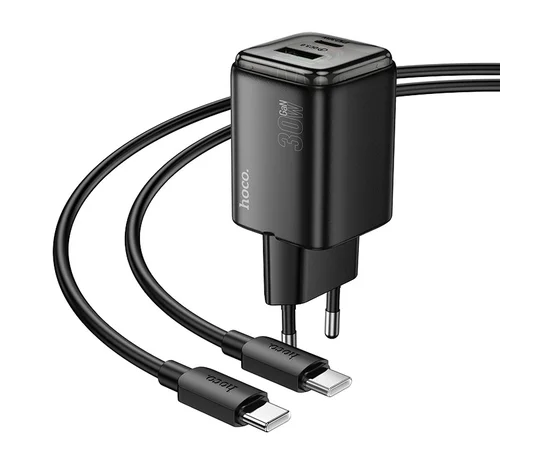 СЗУ Hoco N53 Monsoon PD30W+QC3.0 (1USB-A/1C) + Type-C to Type-C Black