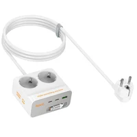 Удлинитель Hoco AC28 Descanso (PD45W/1C/3A/2xSocket) (2m) White