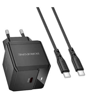 СЗУ Borofone BN18 Intenso PD20W (1USB-C) + кабель Type-C to Type-C Black